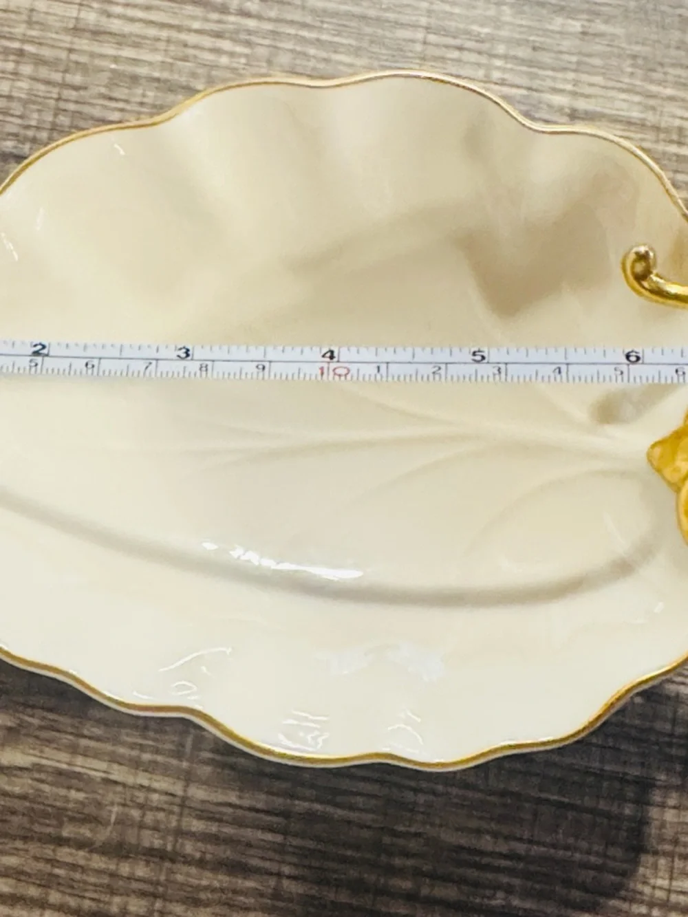 Lenox Vintage Leaf Dish 24K Gold Trim Ivory Trinket Dish - Picture 8 of 8